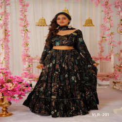 Premium Digital Print Tiered Lehenga Choli with Dupatta